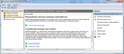 Einstellungen des Windows-Firewalls.