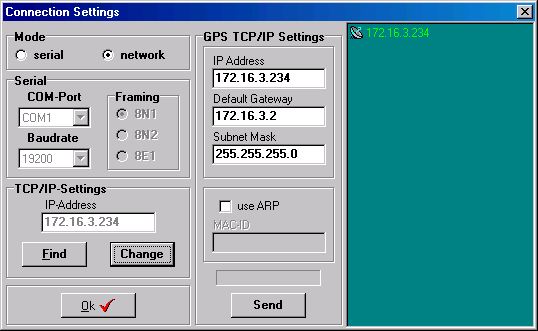 Bild 5: GPSMON32 - Netzwerkverbindung - Suchen