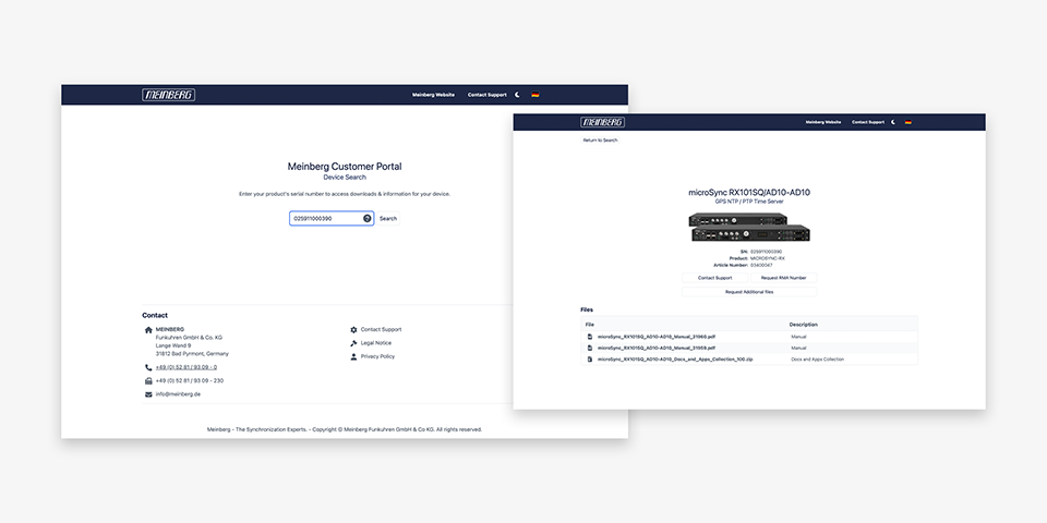 Meinberg Customer Portal