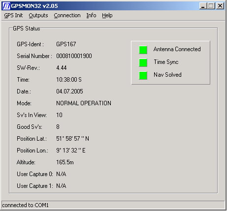 Img 1: GPSMON32 - Main Window